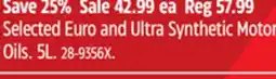 Canadian Tire Pennzoil Selected Euro and Ultra Synthetic Motor Oils offer