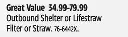 Canadian Tire Outbound Shelter or Lifestraw Filter or Straw offer
