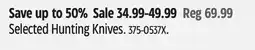 Canadian Tire Selected Hunting Knives offer