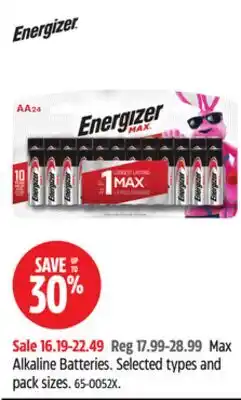 Canadian Tire Energizer Max Alkaline Batteries offer