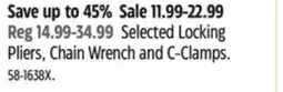 Canadian Tire Mastercraft Selected Locking Pliers, Chain Wrench and C-Clamps offer
