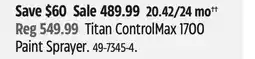 Canadian Tire Wagner Titan ControlMax 1700 Paint Sprayer offer