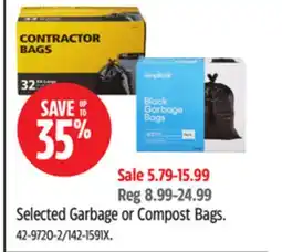 Canadian Tire Selected Garbage or Compost Bags offer