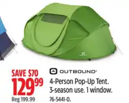 Canadian Tire Outbound 4-Person Pop-Up Tent offer