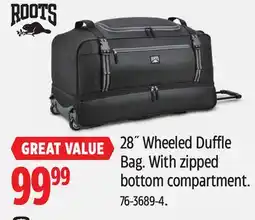 Canadian Tire Roots 28˝ Wheeled Duffle Bag offer