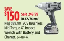 Canadian Tire Maximum 20V Brushless Mid-Torque 1⁄2˝ Impact Wrench with Battery and Charger offer