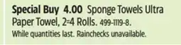 Canadian Tire Sponge Towels Ultra Paper Towel offer
