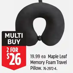 Canadian Tire Maple Leaf Memory Foam Travel Pillow offer