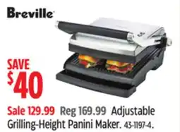 Canadian Tire Breville Adjustable Grilling-Height Panini Maker offer