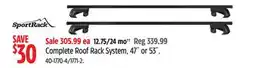 Canadian Tire Complete Roof Rack System, 47˝ or 53˝ offer