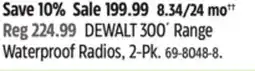 Canadian Tire DEWALT 300´ Range Waterproof Radios offer