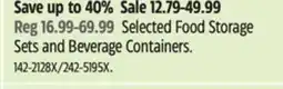 Canadian Tire Selected Food Storage Sets and Beverage Containers offer