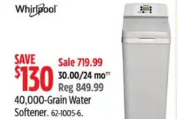 Canadian Tire Whirlpool 40,000-Grain Water Softener offer