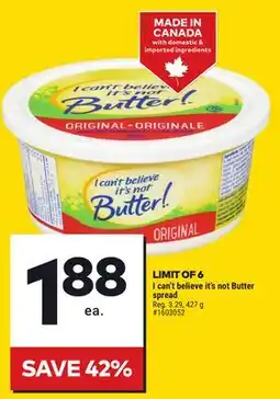 Giant Tiger I Can't Believe It's Not Butter Spread offer