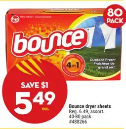 Giant Tiger Bounce dryer sheets offer