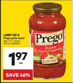 Giant Tiger Prego pasta sauce offer