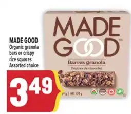 Marché Adonis MADE GOOD Organic granola bars or crispy rice squares offer