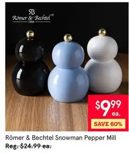 Kitchen Stuff Plus Römer & Bechtel Snowman Pepper Mill offer