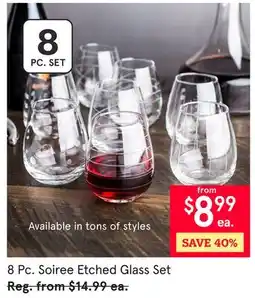 Kitchen Stuff Plus 8 Pc. Soiree Etched Glass Set offer