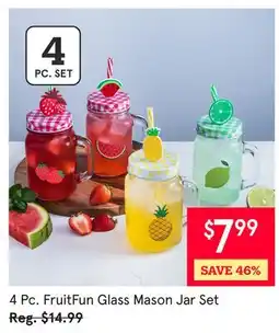 Kitchen Stuff Plus 4 Pc. FruitFun Glass Mason Jar Set offer