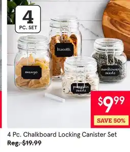 Kitchen Stuff Plus 4 Pc. Chalkboard Locking Canister Set offer