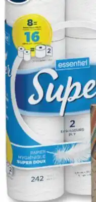 Familiprix ESSENTIEL,Bathroom tissue, 8 double rolls or Tissues, packs offer