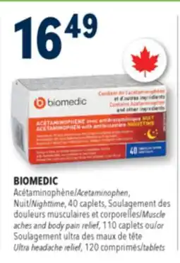 Familiprix Biomedic nighttime acetaminophen caplets with antihistamine for adults 40un offer