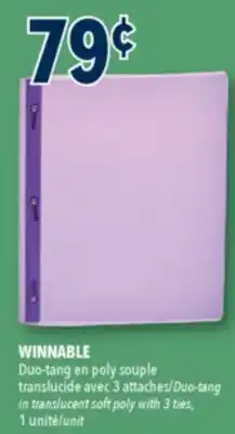 Familiprix WINNABLE Duo-tang in translucent soft poly with 3ties, 1unit offer
