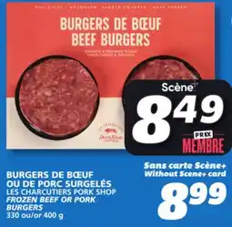 IGA FROZEN BEEF OR PORK BURGERS offer