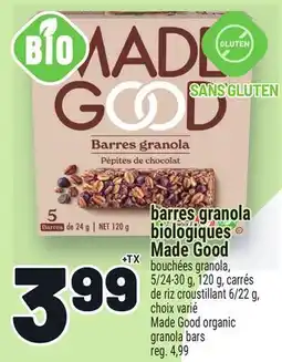 Metro BARRES GRANOLA BIOLOGIQUES MADE GOOD | MADE GOOD ORGANIC GRANOLA BARS offer