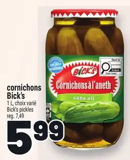 Metro CORNICHONS BICK'S | BICK'S PICKLES offer
