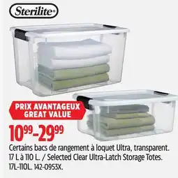 Canadian Tire Selected Clear Ultra-Latch Storage Totes offer