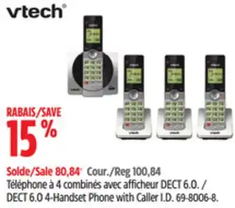 Canadian Tire VTech DECT 6.0 4-Handset Phone with Caller I.D offer