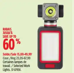 Canadian Tire Motomaster Selected Work Lights offer