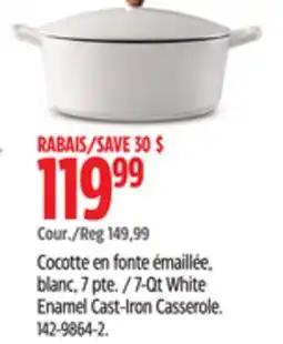 Canadian Tire lagostina 7-Qt White Enamel Cast-Iron Casserole offer