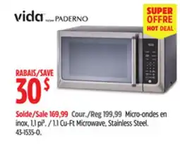 Canadian Tire Vida 1.1 Cu-Ft Microwave, Stainless Steel offer