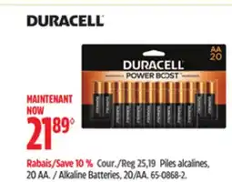 Canadian Tire Duracell Alkaline Batteries, 20/AA offer