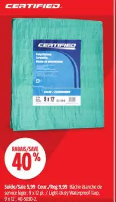 Canadian Tire Certified Light-Duty Waterproof Tarp, 9 x 12´ offer