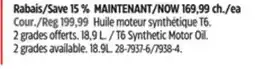 Canadian Tire Rotella T6 Synthetic Motor Oil. 2 grades available. 18.9L offer