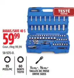 Canadian Tire Mastercraft 95 PCES/PC 60 DENTS TEETH ¼ PO/, ⅜ PO/ TAILLES DE PRISE DRIVE SIZES offer