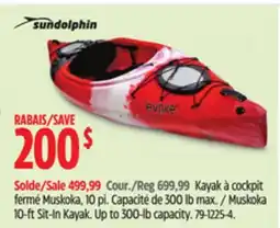 Canadian Tire Muskoka 10-ft Sit-In Kayak. Up to 300-lb capacity offer