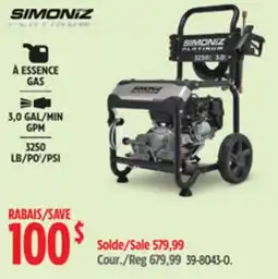 Canadian Tire Simoniz GAS 3,0 GAL/MIN GPM 3250 LB/PO2/PSI offer