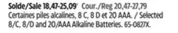Canadian Tire Duracell Selected 8/C, 8/D and 20/AAA Alkaline Batteries offer
