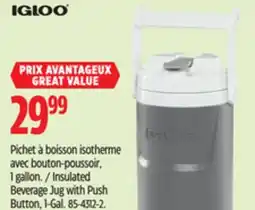 Canadian Tire Igloo Insulated Beverage Jug with Push Button, 1-Gal offer