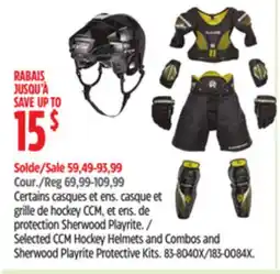 Canadian Tire CCM Selected CCM Hockey Helmets and Combos and Sherwood Playrite Protective Kits offer