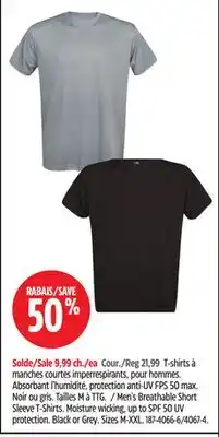 Canadian Tire Moisture wicking, up to SPF 50 UV protection. Black or Grey offer