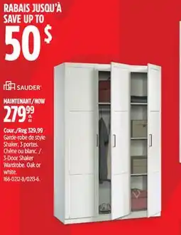 Canadian Tire Sauder 3-Door Shaker Wardrobe offer