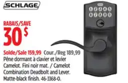 Canadian Tire Schlage Camelot Combination Deadbolt and Lever. Matte-black finish offer