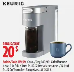 Canadian Tire Keurig K-Iced PLUS Coffeemaker. 3 cup sizes offer