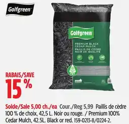 Canadian Tire Golfgreen Premium 100% Cedar Mulch, 42.5L offer